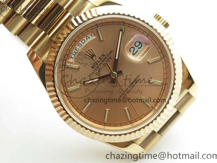 on 904 228239 Day-Date Version Dial President Stick Markers A2836 Bracelet RG RG RG New BP Dial 40mm 0313